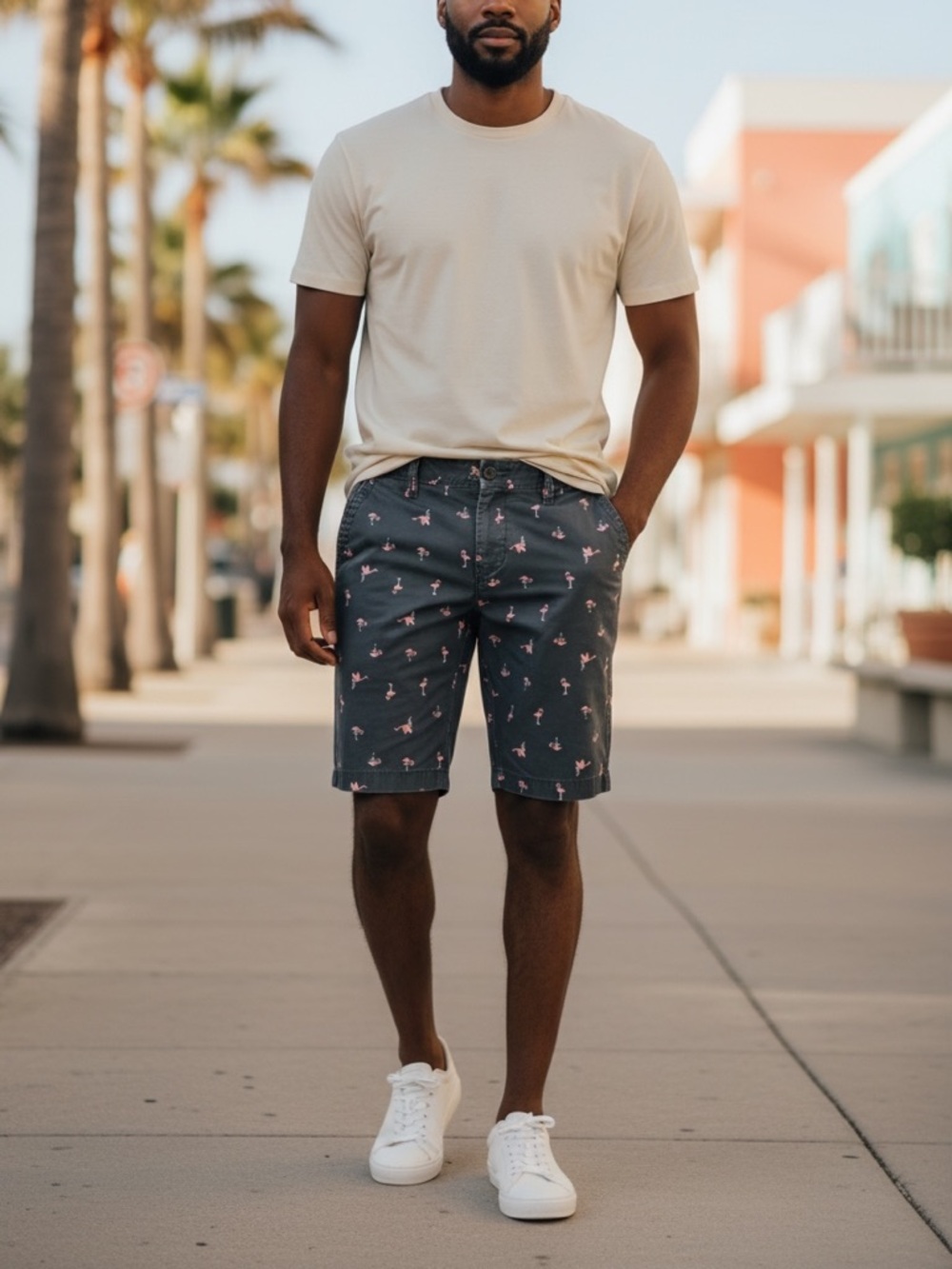 Aeropostale Gray Flamingo Print Men Shorts